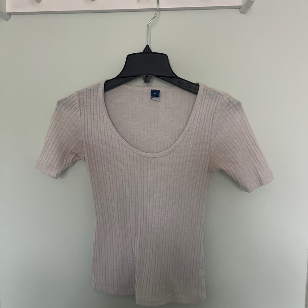 Old Navy Light Gray Ribbed Tee